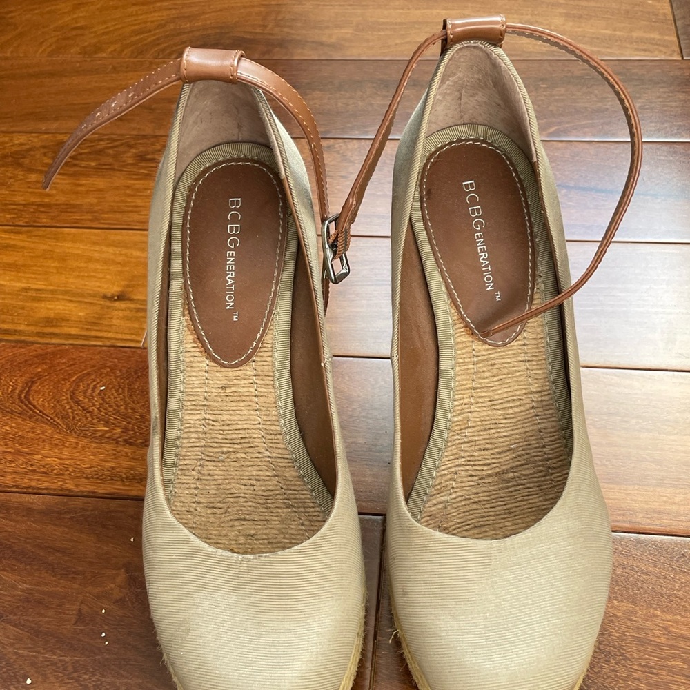 BCBGeneration Women's Beige Espadrille Wedges